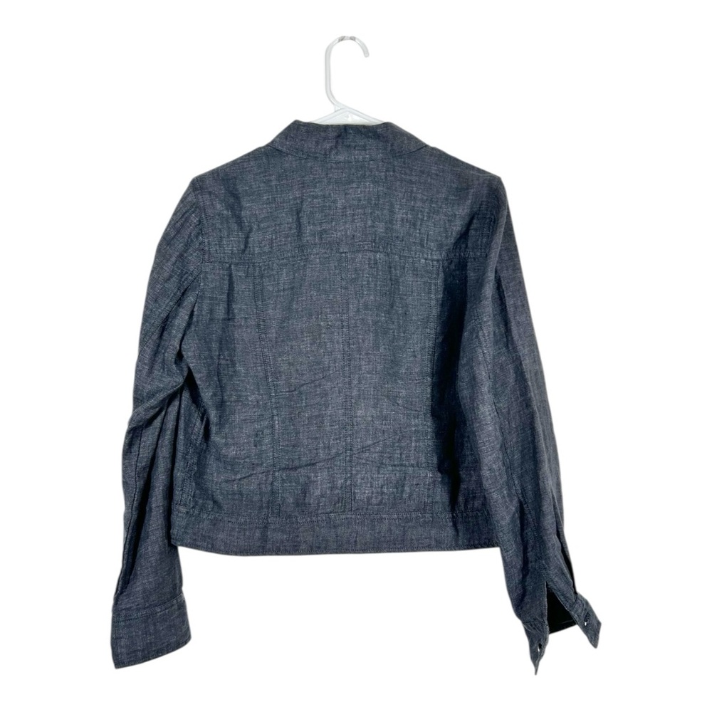 Eileen Fisher 100% Organic Linen Gray Blue Delave Jacket - Picture 2 of 6